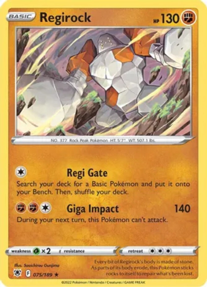 Regirock - 075/189 - Rare (Near Mint) Astral Radiance - Fighting Pokémon
