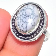 Natural Howlite Gemstone Handmade 925 Sterling Silver All Size Ring For Gift