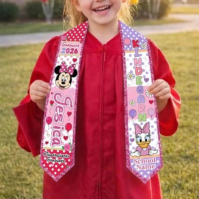 Custom Minnie & Daisy Kindergarten Preschool Class Of 2026 Graduation Stole Sash