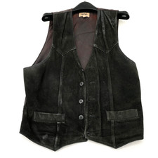 Vintage Gap Suede Vest Black Mens M Sleeveless Jacket