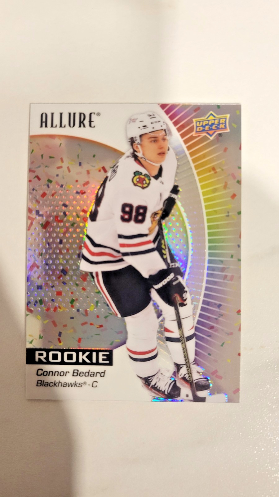 2023 UPPER DECK ALLURE #102 CONNOR BEDARD CONFETTI RC ROOKIE