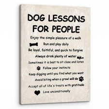 Funny Dog Lessons For People Wall Art,Funny Dog Saying Print Framed Canvas Pa...