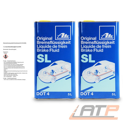 ATE 2x 5 L LITER BREMSEN FLÜSSIGKEIT BREMSFLÜSSIGKEIT SL-DOT4 DOT 4 