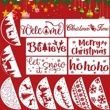14 PCS Christmas Stencils Set Reusable Xmas Holiday DIY Decor Painting Tool