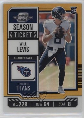2023 Contenders Optic Season Ticket Orange Prizm 2/50 Will Levis Rookie RC 3hd