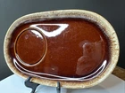 Hull Pottery USA Sandwich/ Soup Plate Brown Drip Glaze Snack Tray Oven Proof