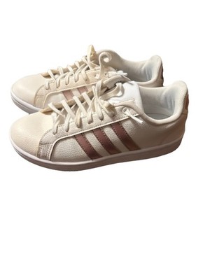 adidas Cloudfoam Advantage White Brown Low Top Men's Lace Up Athletic Sneaker