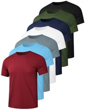 7 Pack Men's Dry Fit Workout Gym T Shirts, Short Sleeve Active Running Athlet...