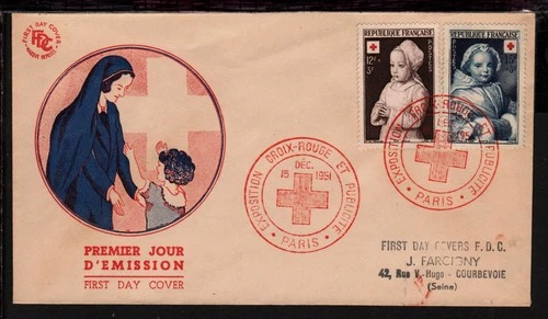 FRANCE 1951 RED CROSS STAMP - Semi Postal CACHET FIRST DAY COVER (L054)
