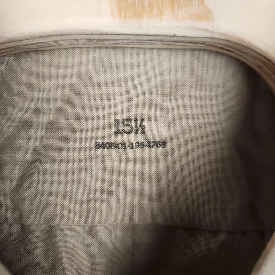 Vintage US Army Shirt Mens 15.5 Khaki Short Sleeve Uniform Rank Patches 80s - Image 4 of 4