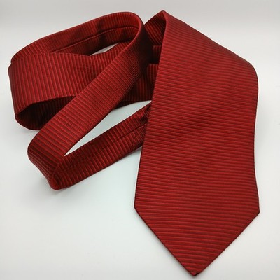 La Corona Roma 100% Silk Tie Red Stripe Diagonal Lavorazione a Mano Italy (4x60)