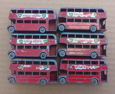 6 Matchbox by Lesney No.5c Vintage Diecast Routemaster Buses Grey Plastic Wheels - Image 1 of 4