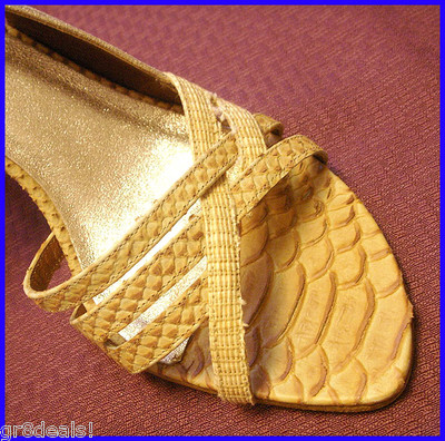 ISABELLA FIORE Beige / Tan $295 STRAPPY Slingback CROCODILE High Heel SHOES 8.5