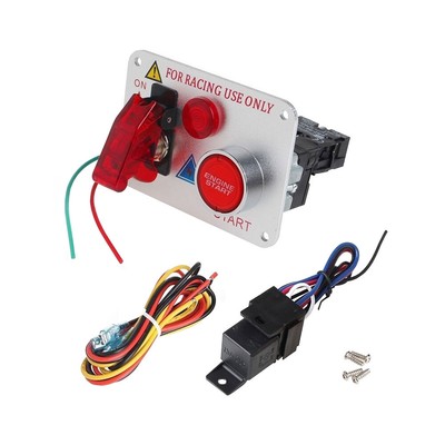 Carbon Fiber Racing Ignition Switch Panel Set Silver Truck RV Caravans Boat 12V
