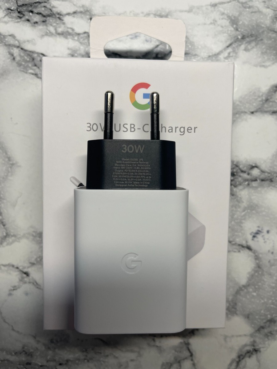 Chargeur Mural Officiel Google 30W USB-C - Pour Pixel 5 6 7 8 Pro - Rapide - Prise UK