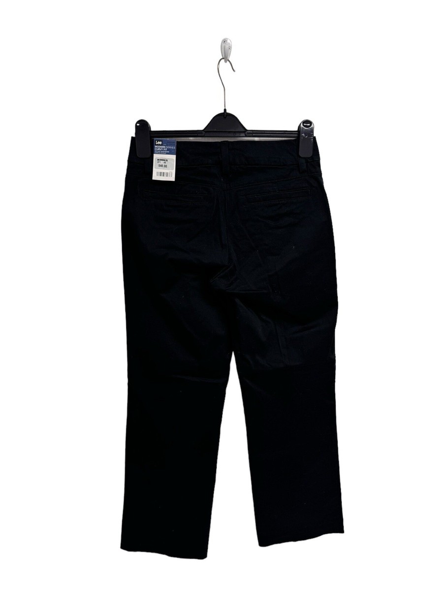 Lee Modern Series Women's Curvy Fit No-Gap Black Straight Leg Dress Pant  Size 6S | eBay