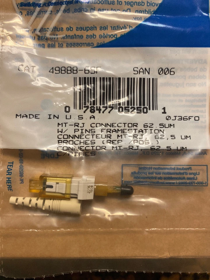 Leviton MT-RJ Fiber Optic Jack Frame-Station Connector 62.5, 49888-6SF (New!) - Image 2 of 4