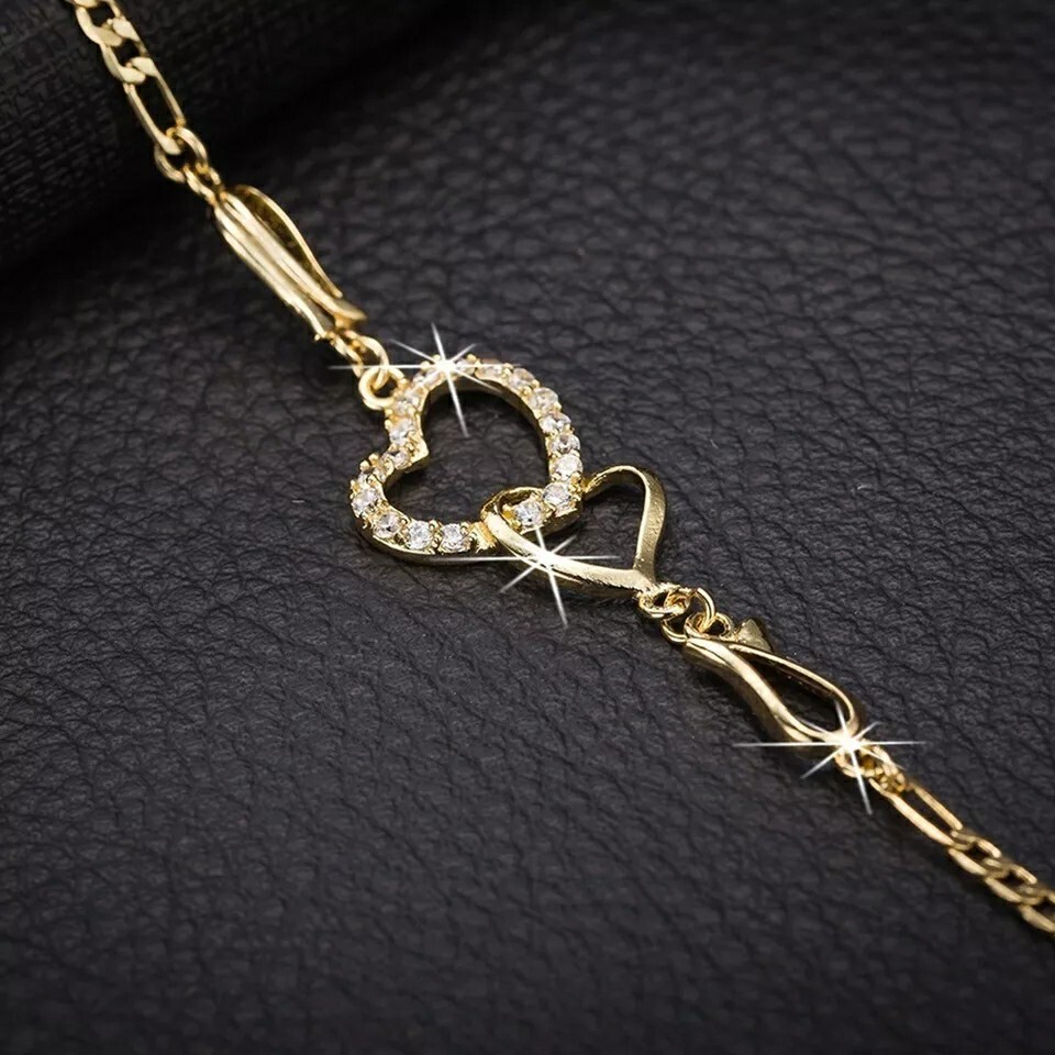 GD signs Cavigliere da donna con cuore | Cavigliera argento impermeabile - Regolabile (20-30 cm) | Cuori in acciaio inox in argento