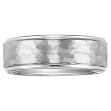 Triton 8mm White Tungsten Carbide Comfort Fit Hammered Finish Band Ring  Size 13