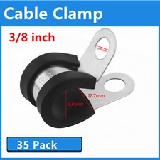 35 Pack 3/8 inch Rubber Cushioned Stainless Steel Cable Clamp Metal Clamp Marine