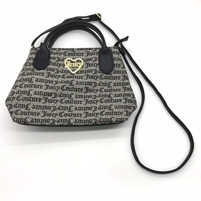 Juicy Couture Gray Black Printed Coated Canvas Crossbody Purse