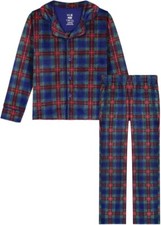Max  Olivia NAVY Big Boy's 2 Piece Red Plaid Button Pajama Set US Medium 8/10 