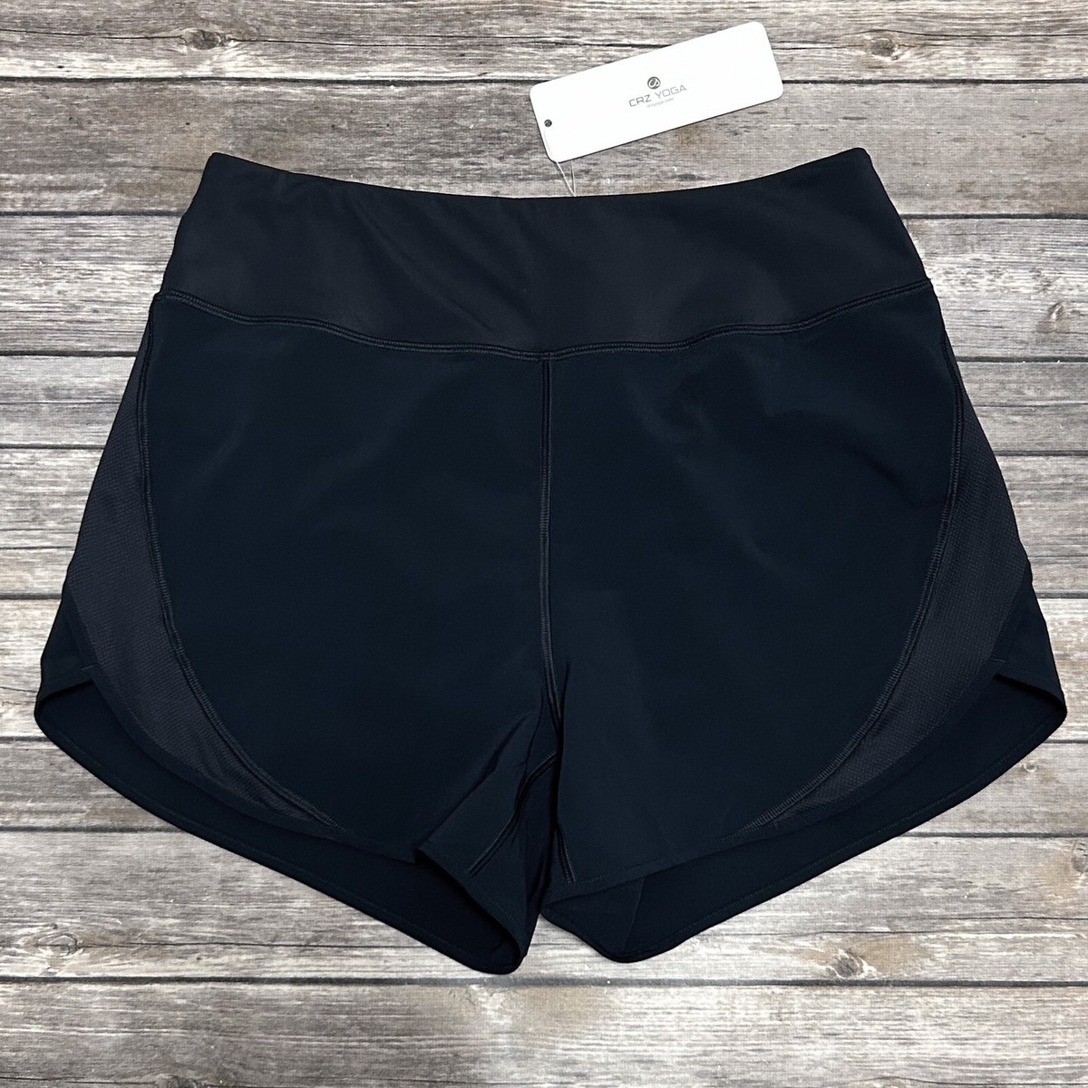 CRZ Yoga True Navy Blue Pull On Dolphin Hem Seat Lining Workout Shorts NWT  Small