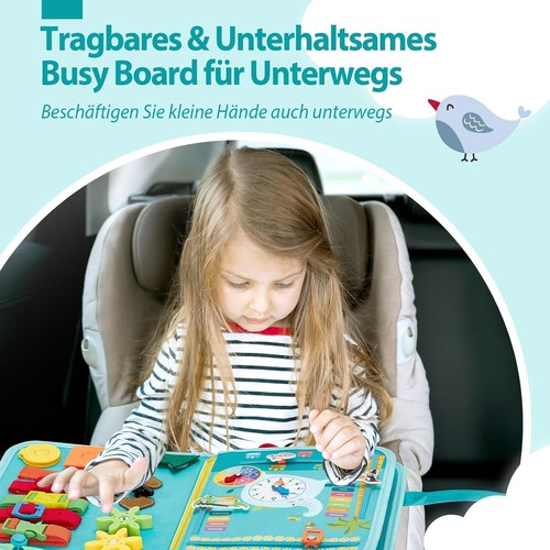 Busy Board Activity Board Montessori Sensorik Baby Motorikspielzeug Blau - Bild 7 von 14