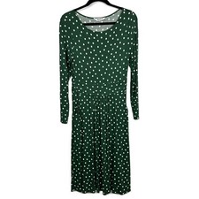 Boden Abigail Long Sleeve Jersey Dress Green Polka Dot Size 8L 8 Long