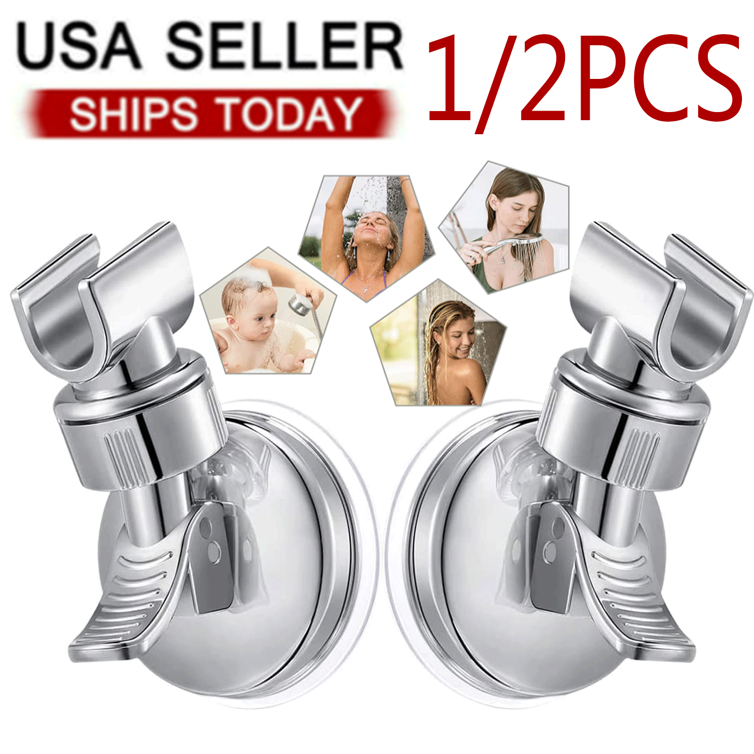 Adjustable Shower Head Holder Suction Cup Handheld Wall Mount Bathroom  Bracket 1