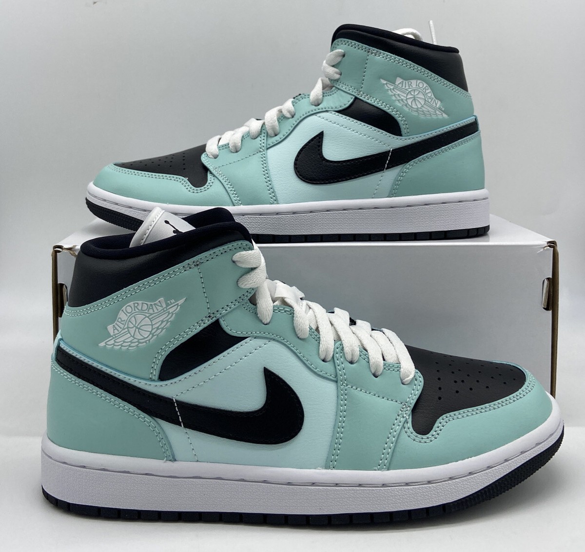 Nike Air Jordan 1 Retro Mid Aqua Blue Tint Black BQ6472-300 Womens Size