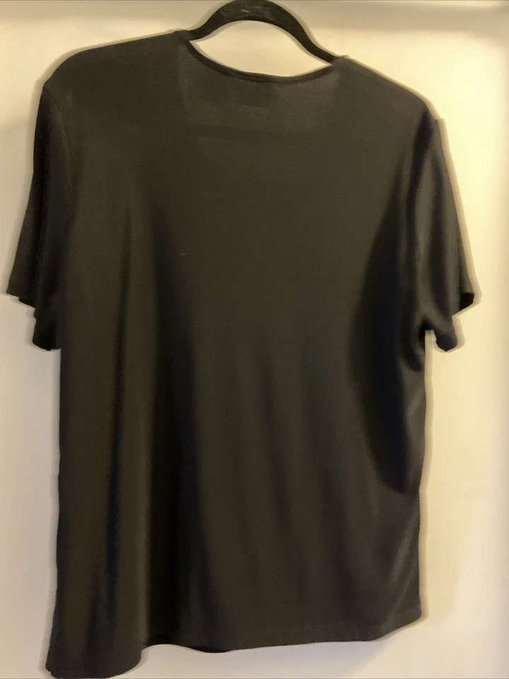 Top Liz Baker Slinky Negro Rayas Capa Mujer Pequeño Mediano Manga Corta Foto 4 de 4