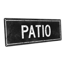 Black Patio Metal Sign; Wall Decor for Porch, Patio, or Deck