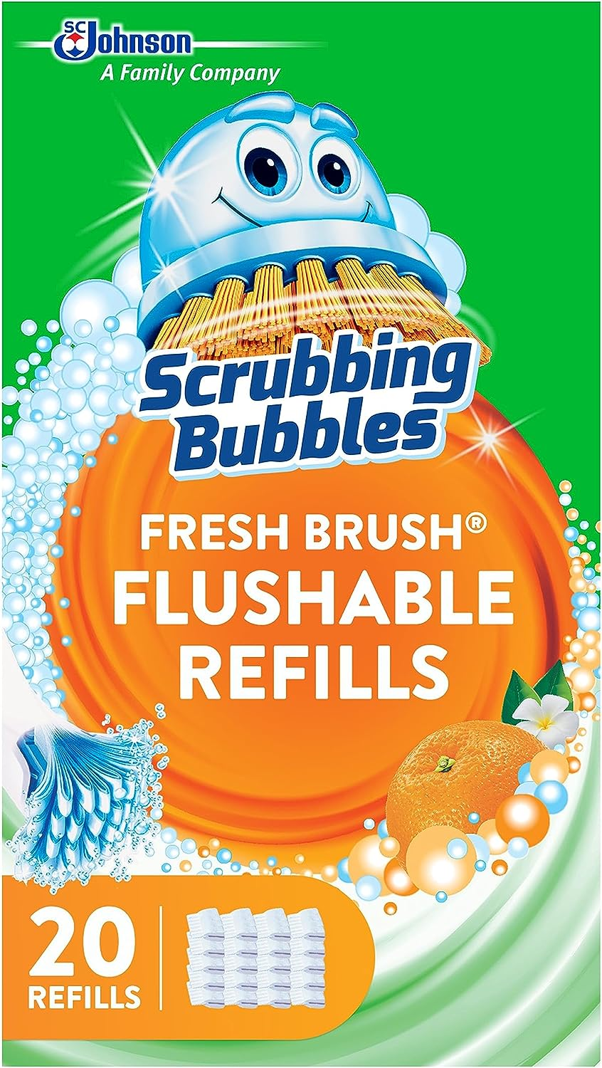 Flushable Toilet Bowl Wand Cleaner Refills for Fresh Brush Cleaning