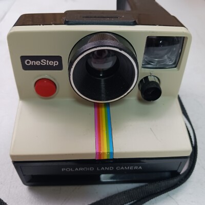 Polaroid SX-70 One Step Vintage White Rainbow Stripe Land Camera