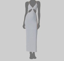 $295 Alice + Olivia Women's White V Neck Cutout Midi Bodycon Dress Size 10