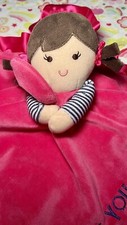 Carters Baby Girl Love You Doll Lovey Pink Satin Baby Security Blanket Pigtails