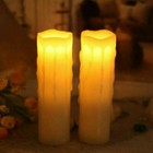 TWO Melrose Home Decoration 8" Wax Dripping Pillar Flickering LED Candle Light