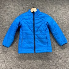 Lands's End Quilted Jacket Boys M Medium Blue Full Zip High Neck Long Sleeve