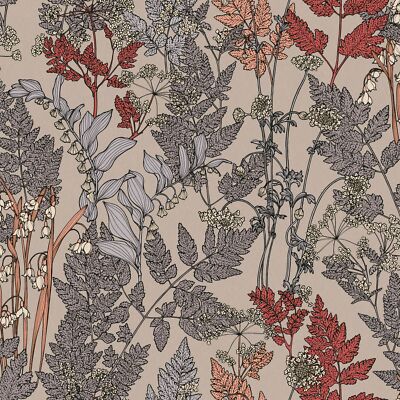 Profhome 377512-GU Blumen Tapete Floral matt beige grau rot 5,33 m2