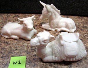 Unfinished Porcelain Nativity Animals Christmas Figures (W1)