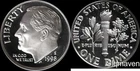 1998 S 90% Silver Roosevelt Dimes Deep Cameo Gem Proof