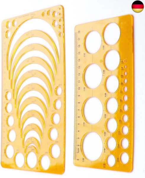 Yeji Schablonen-Set, Kunststoff, Orange, Kreis, Radius, Bogen, Master, Kreis, Ge-image