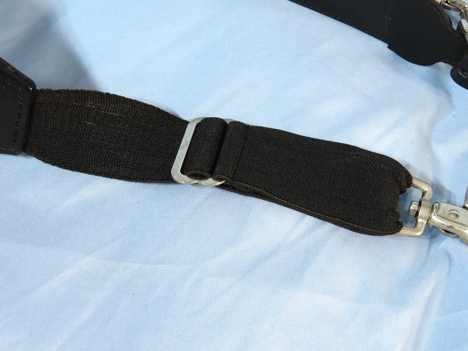 VTG Nocona Boots TOOLED BLACK LEATHER SUSPENDERS Heavyweight BIG CLIPS Western - Image 4 of 4