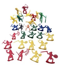 28 Indians Plastic Mixed Figures Lot Various Colors Vintage Toy Small