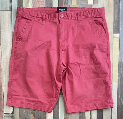 Weird Fish Mens Chino Style Shorts W38 Red Pockets Zip Fly