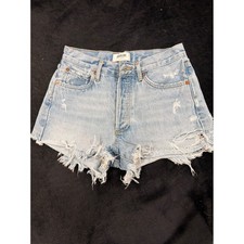 AGOLDIE Parker Cut Off Shorts Light Wash Distressed Denim 25