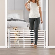Malier Indoor Dog Gate with Door, 26-41" Extra 20''H 26''- 41''W, White