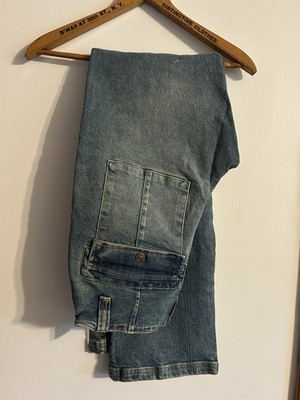 We The Free People C True Blue Annie Jeans Women s 30 Utility Cargo Wide Leg NWT