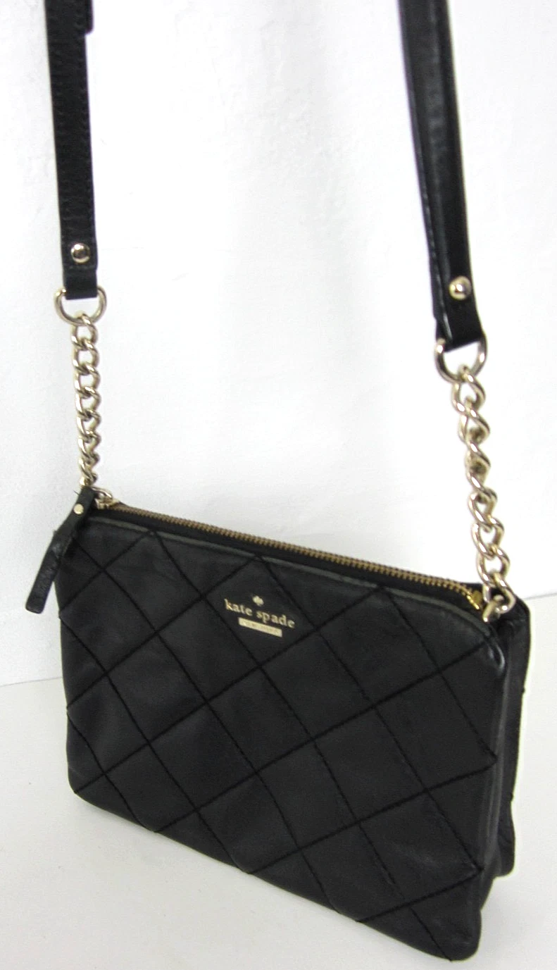 Borsa a tracolla Kate Spade trapuntata tracolla a catena in pelle nera piccola